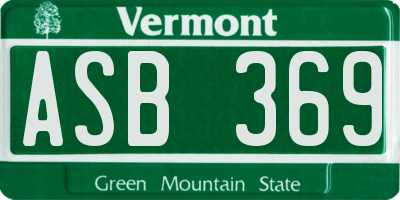 VT license plate ASB369