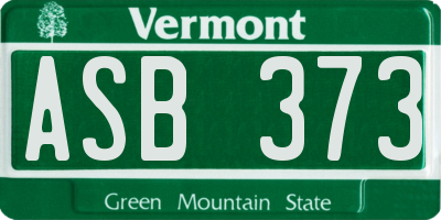 VT license plate ASB373