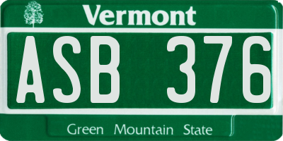 VT license plate ASB376