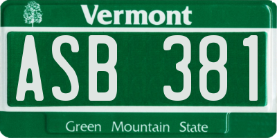 VT license plate ASB381