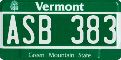 VT license plate ASB383