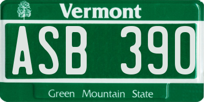 VT license plate ASB390