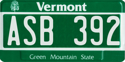 VT license plate ASB392