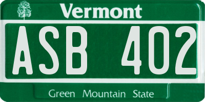 VT license plate ASB402