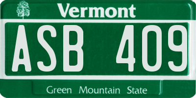 VT license plate ASB409