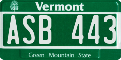 VT license plate ASB443