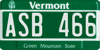 VT license plate ASB466