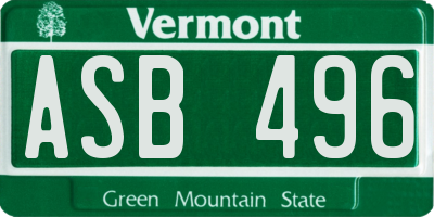 VT license plate ASB496