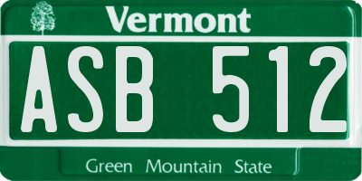VT license plate ASB512