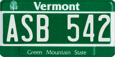 VT license plate ASB542