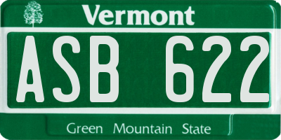 VT license plate ASB622