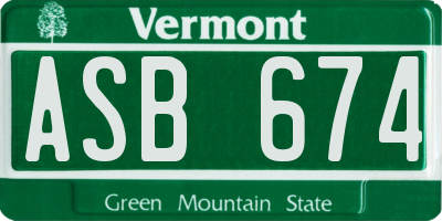 VT license plate ASB674