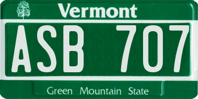 VT license plate ASB707