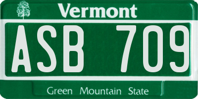VT license plate ASB709