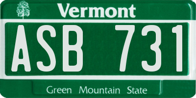 VT license plate ASB731