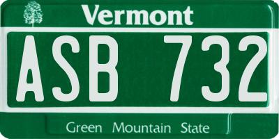 VT license plate ASB732
