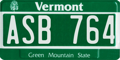 VT license plate ASB764