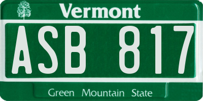 VT license plate ASB817
