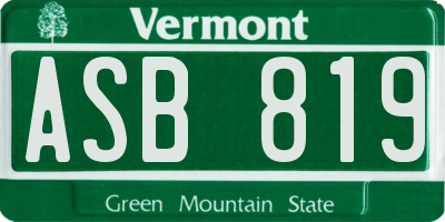 VT license plate ASB819