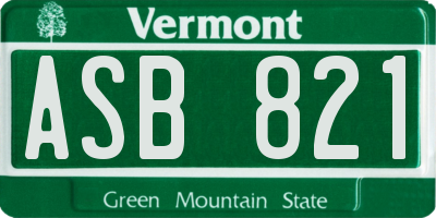 VT license plate ASB821