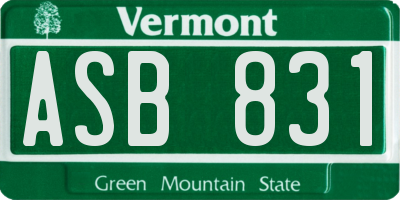 VT license plate ASB831