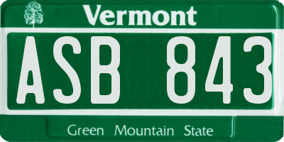 VT license plate ASB843