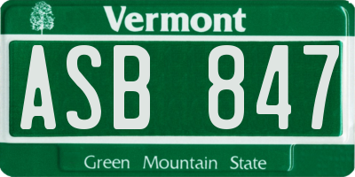 VT license plate ASB847