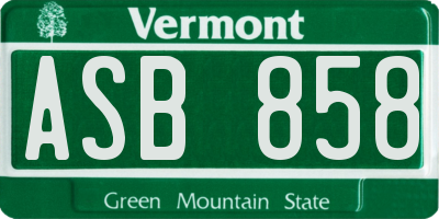 VT license plate ASB858