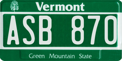 VT license plate ASB870