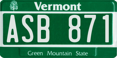 VT license plate ASB871