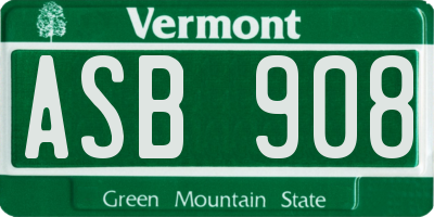 VT license plate ASB908
