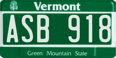 VT license plate ASB918