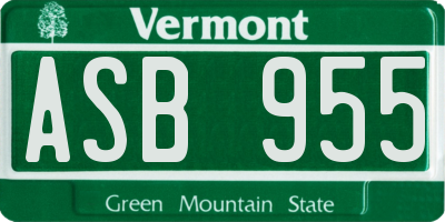 VT license plate ASB955