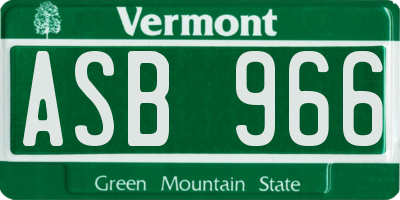 VT license plate ASB966