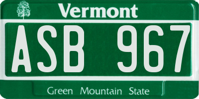 VT license plate ASB967
