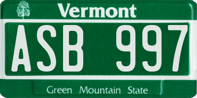 VT license plate ASB997