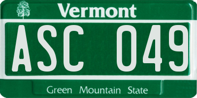 VT license plate ASC049