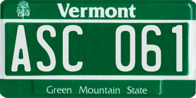 VT license plate ASC061