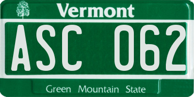 VT license plate ASC062