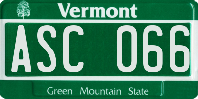 VT license plate ASC066