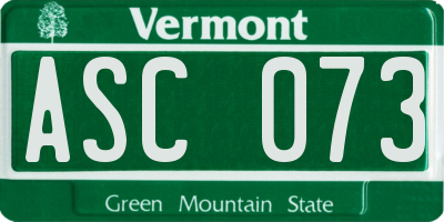VT license plate ASC073