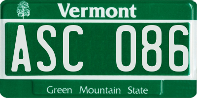 VT license plate ASC086