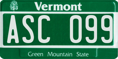 VT license plate ASC099