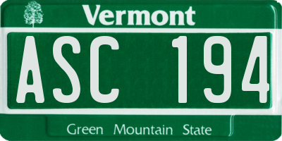 VT license plate ASC194