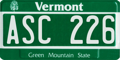 VT license plate ASC226