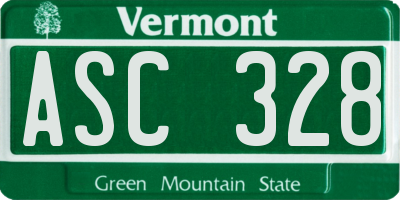 VT license plate ASC328