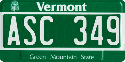 VT license plate ASC349