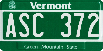 VT license plate ASC372