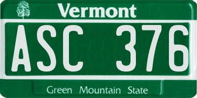 VT license plate ASC376