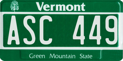 VT license plate ASC449